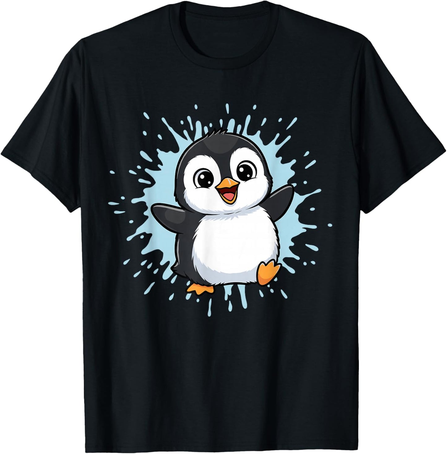 Happy Baby Penguin Splash Cute Arctic Friend T-Shirt - T-Shirt | Black