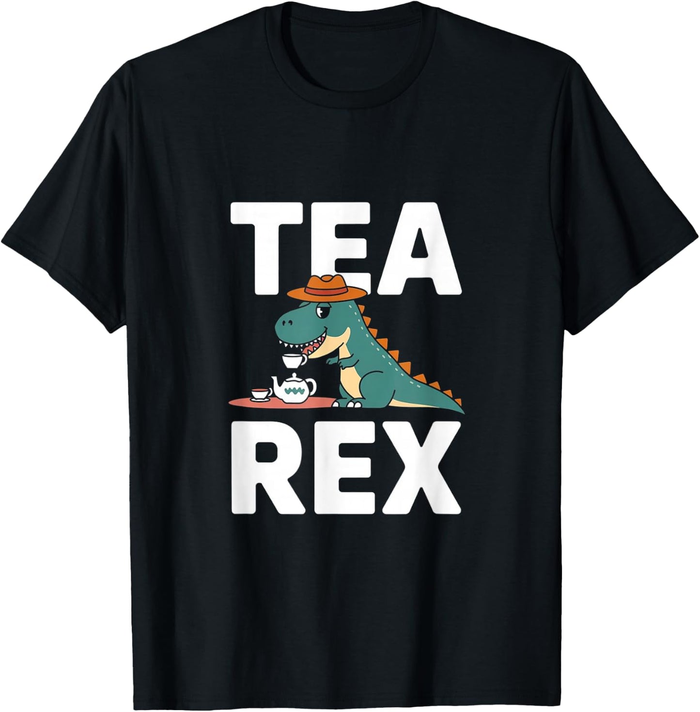 Tea-Rex - Cute Dinosaur Tea Pun T-Shirt - T-Shirt | Black