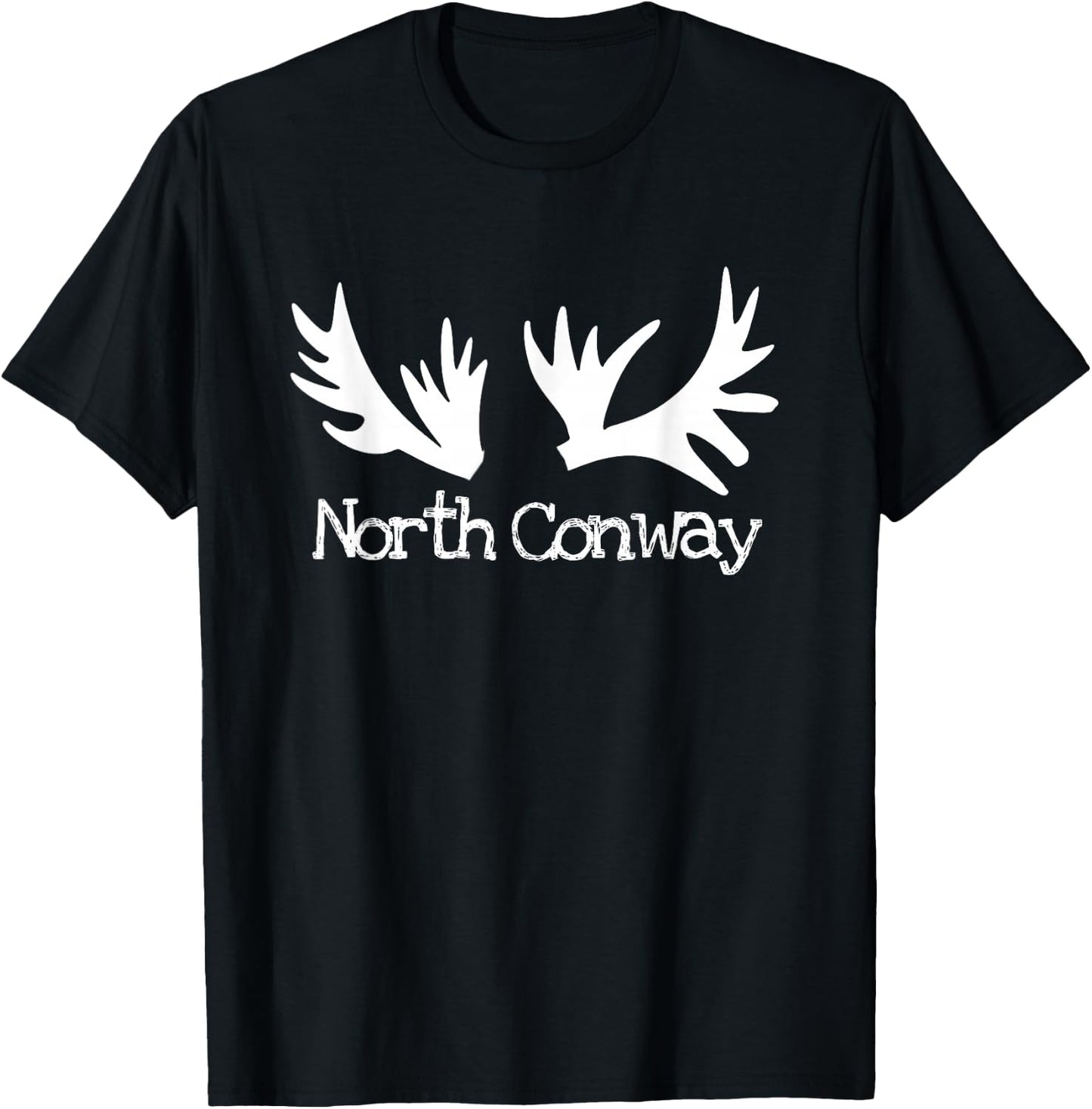 North Conway New Hampshire Rustic Moose Antlers Wildlife T-Shirt - T-Shirt | Black
