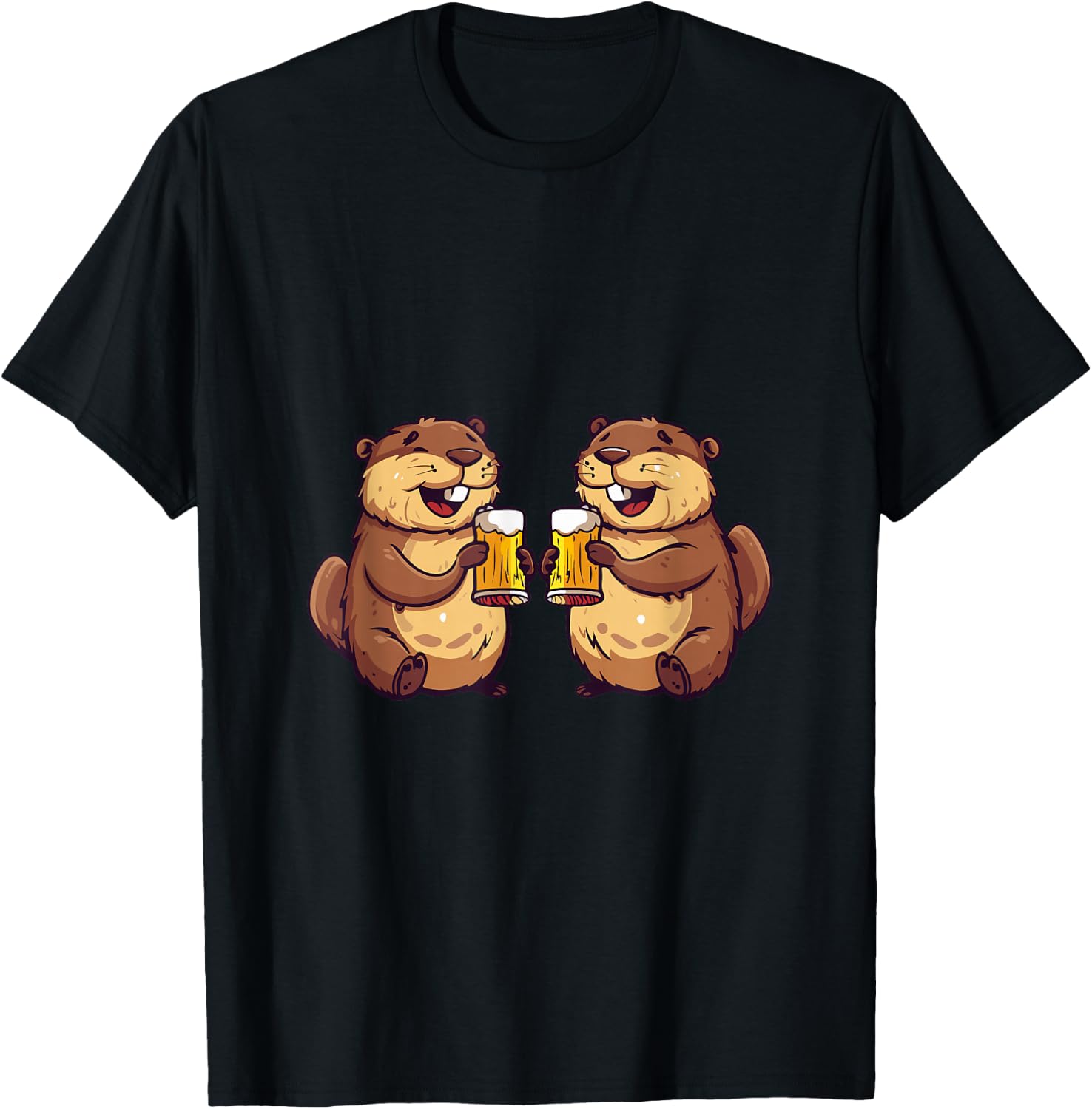 Drinking Beaver With Beer | Birthday Party T-Shirt - T-Shirt | Black