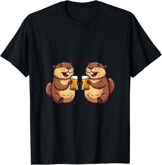 Drinking Beaver With Beer | Birthday Party T-Shirt - T-Shirt | Black