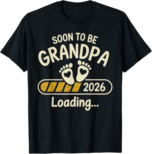 Promoted to Grandpa 2026 Grandparents Baby Announcement T-Shirt - T-Shirt | Black