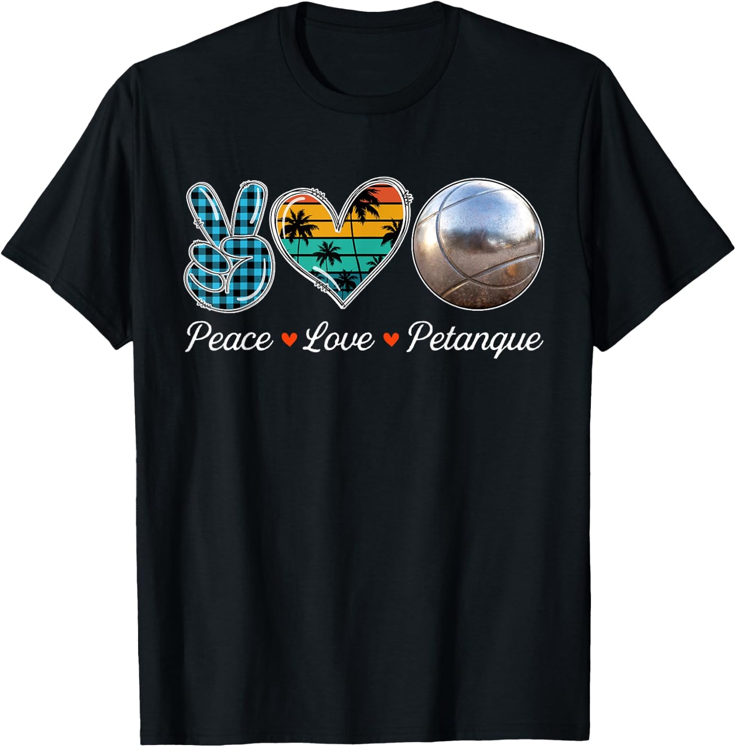 Peace Love Costume Petanque Cute Hand Sign Player Lover T-Shirt - T-Shirt | Black