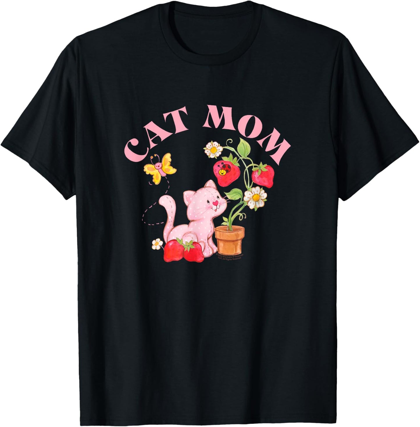 Strawberry Shortcake Vintage Sweet Cat Mom Kitten Logo T-Shirt - T-Shirt | Black