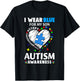 Heart I Wear Blue For My Son Autism Awareness Month T-Shirt - T-Shirt | Black
