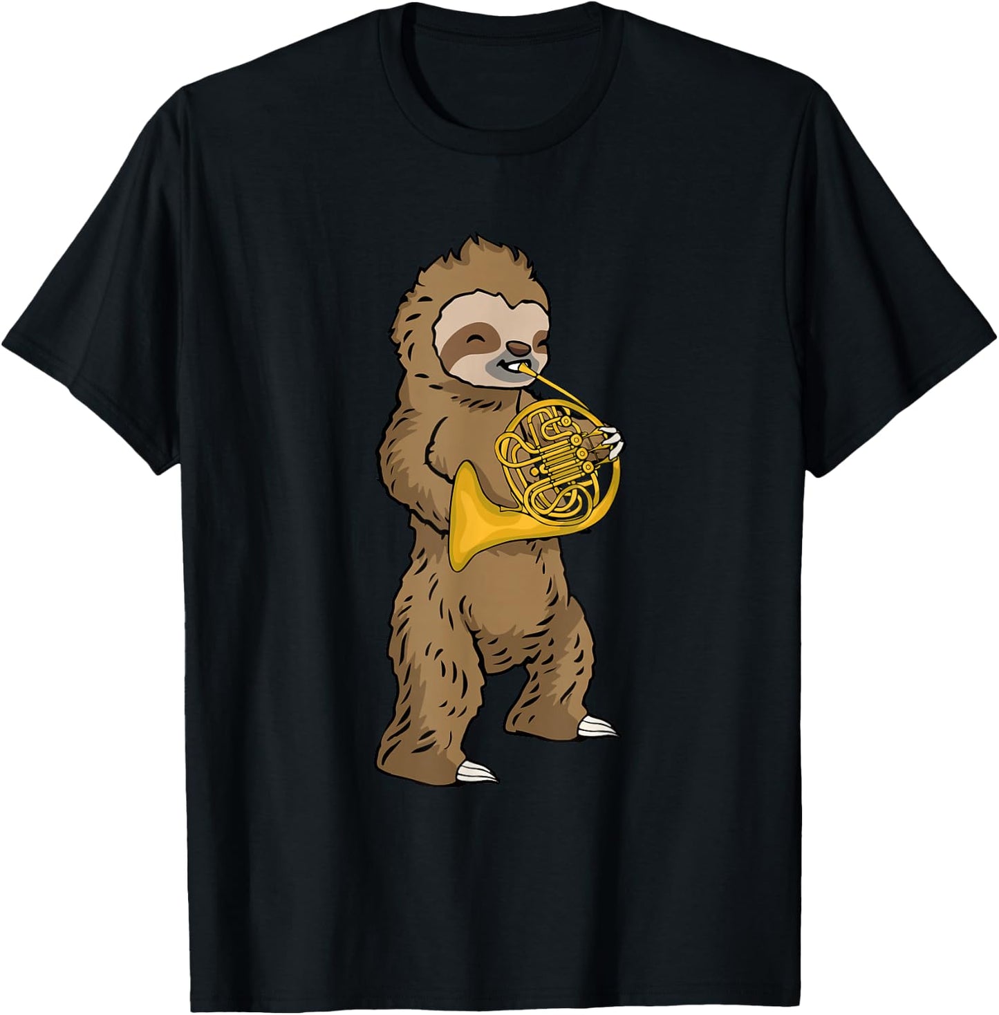 French Horn Spieler Kinder Faultier Big Band Musik French Horn T-Shirt - T-Shirt | Black