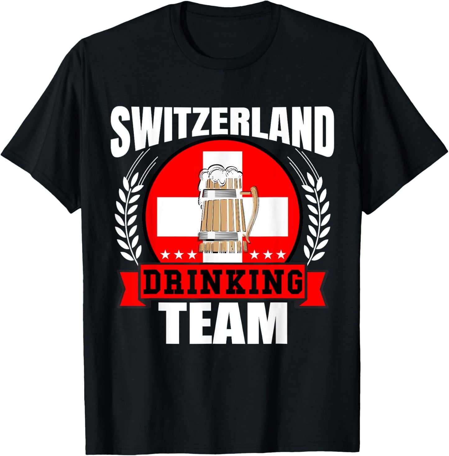 Switzerland Drinking Team Funny Swiss Flag Beer Party Gift T-Shirt - T-Shirt | Black
