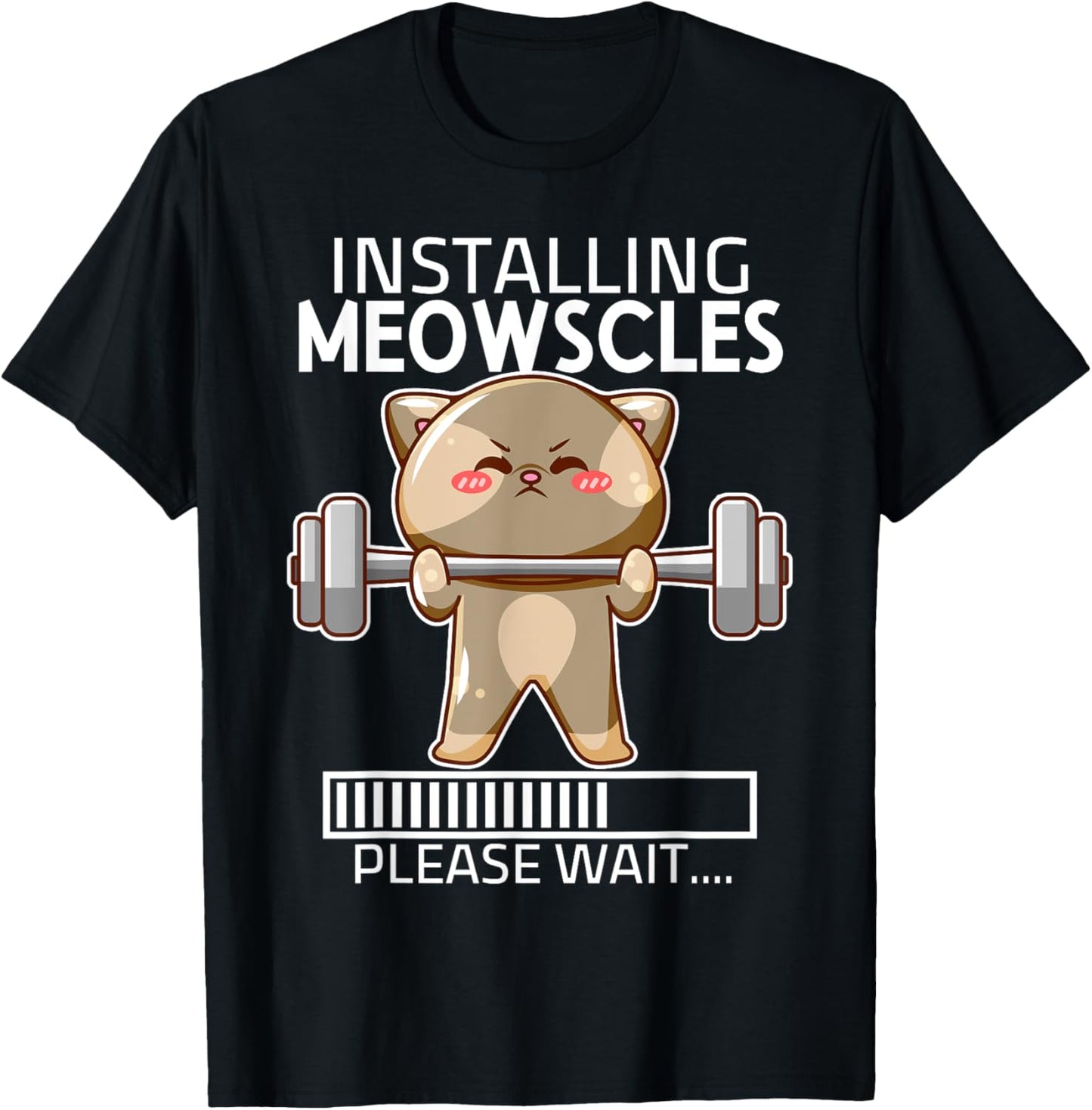 Installing Meowscles Fitness Cute Cat Gym Funny Please Wait Women T-Shirt - T-Shirt | Black