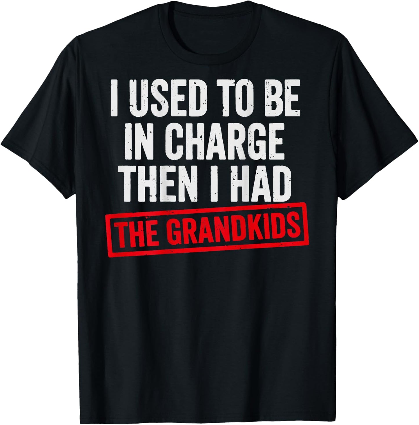 (ON Back) I Used to Be in Charge Then I Had a The Grandkids T-Shirt - T-Shirt | Black