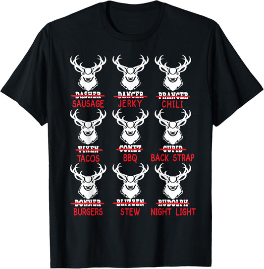 Funny Christmas Deer Bow Hunting Santa Men Women Hunter Gift T-Shirt - T-Shirt | Black