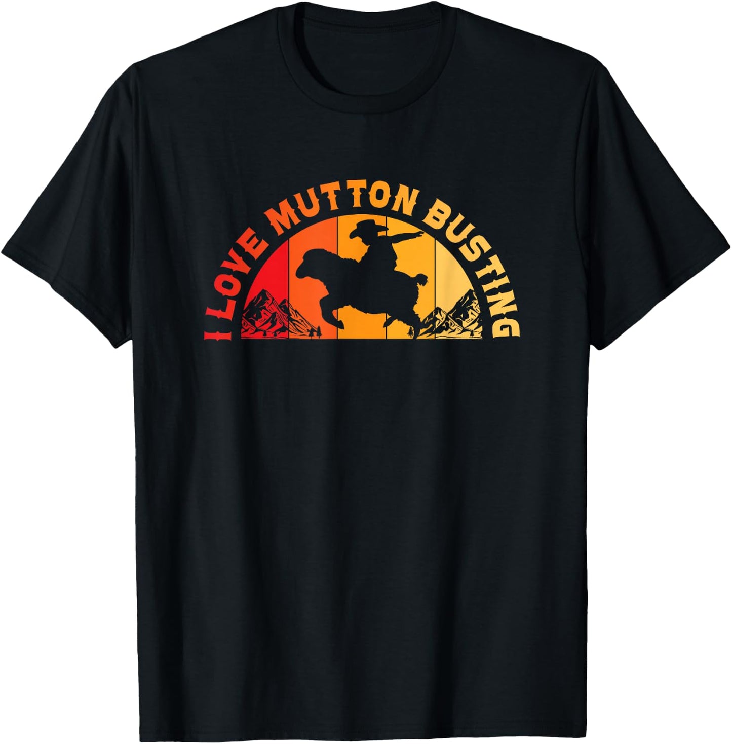 Mutton Busting Sheep Riding Youth Rodeo Funny Mutton Buster T-Shirt - T-Shirt | Black