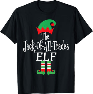 Funny Christmas The Jack-Of-All-Trades Elf Construction Gift T-Shirt - T-Shirt | Black