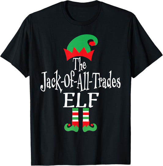 Funny Christmas The Jack-Of-All-Trades Elf Construction Gift T-Shirt - T-Shirt | Black