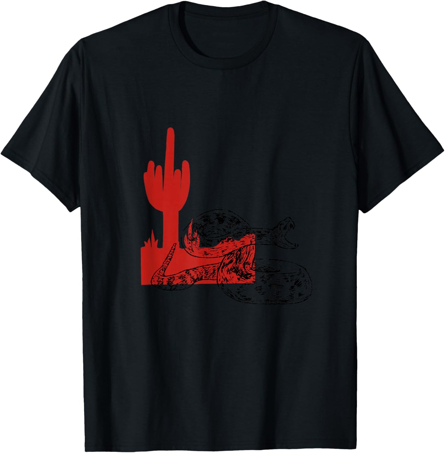Desert Rattlesnake & Cactus Wild West T-Shirt - T-Shirt | Black