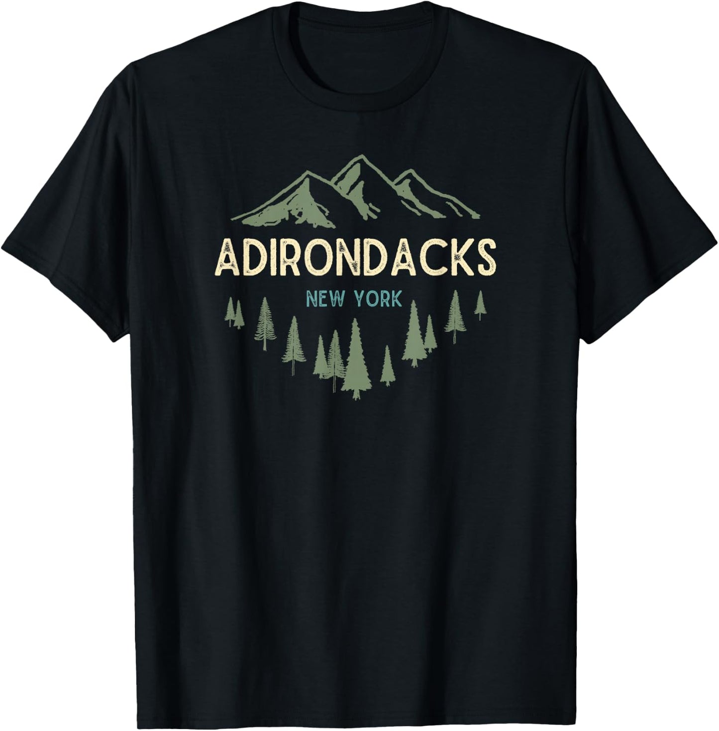 Adirondack Mountains Shirts & Gifts Adirondacks New York Vintage Retro T-Shirt - T-Shirt | Black