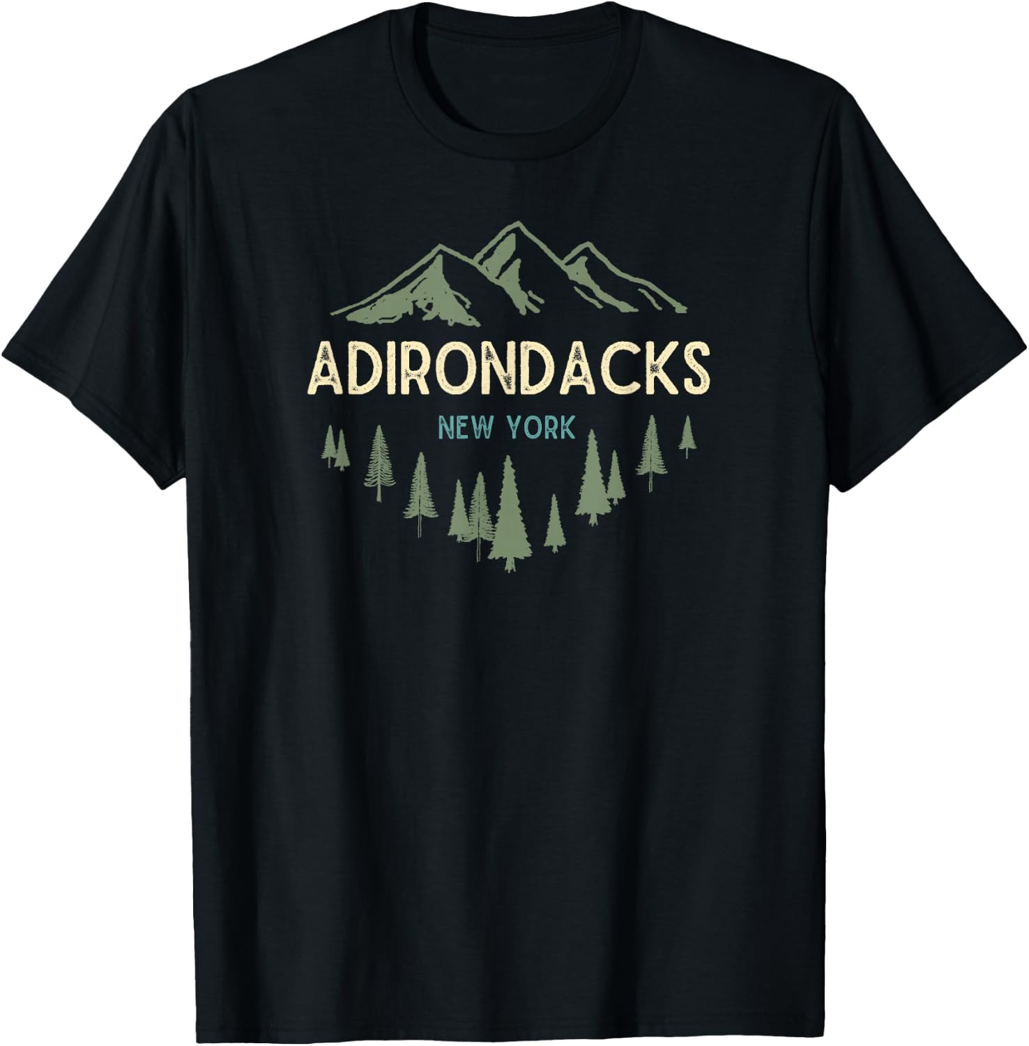 Adirondack Mountains Shirts & Gifts Adirondacks New York Vintage Retro T-Shirt - T-Shirt | Black