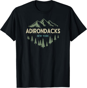 Adirondack Mountains Shirts & Gifts Adirondacks New York Vintage Retro T-Shirt - T-Shirt | Black