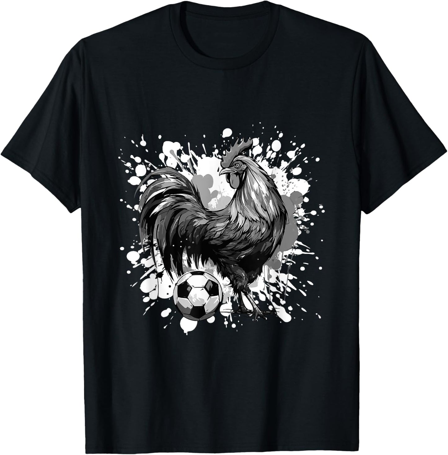 Rooster Playing Soccer Animal T-Shirt - T-Shirt | Black