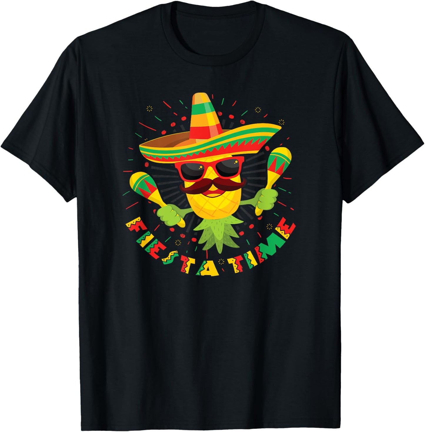 Swingers Upside Down Pineapple Cinco De Mayo Fiesta Time T-Shirt - T-Shirt | Black