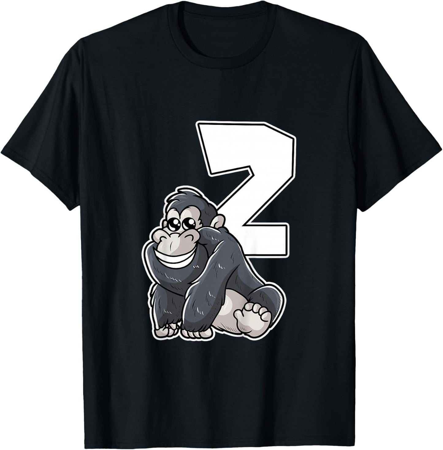 2nd Birthday Monkey 2 Year Old Gorilla T-Shirt - T-Shirt | Black