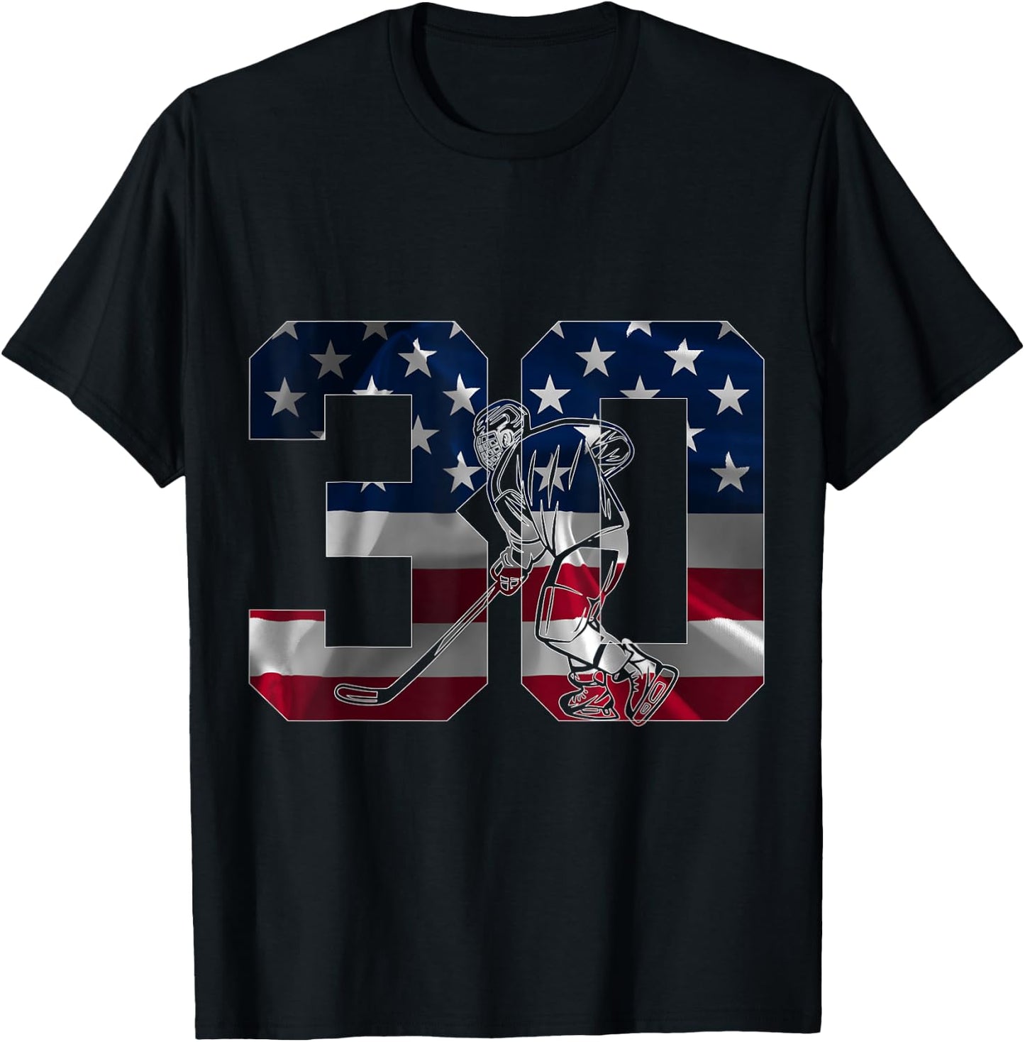Numéro 30 Ans Hockey 30. Anniversaire T-Shirt - T-Shirt | Black