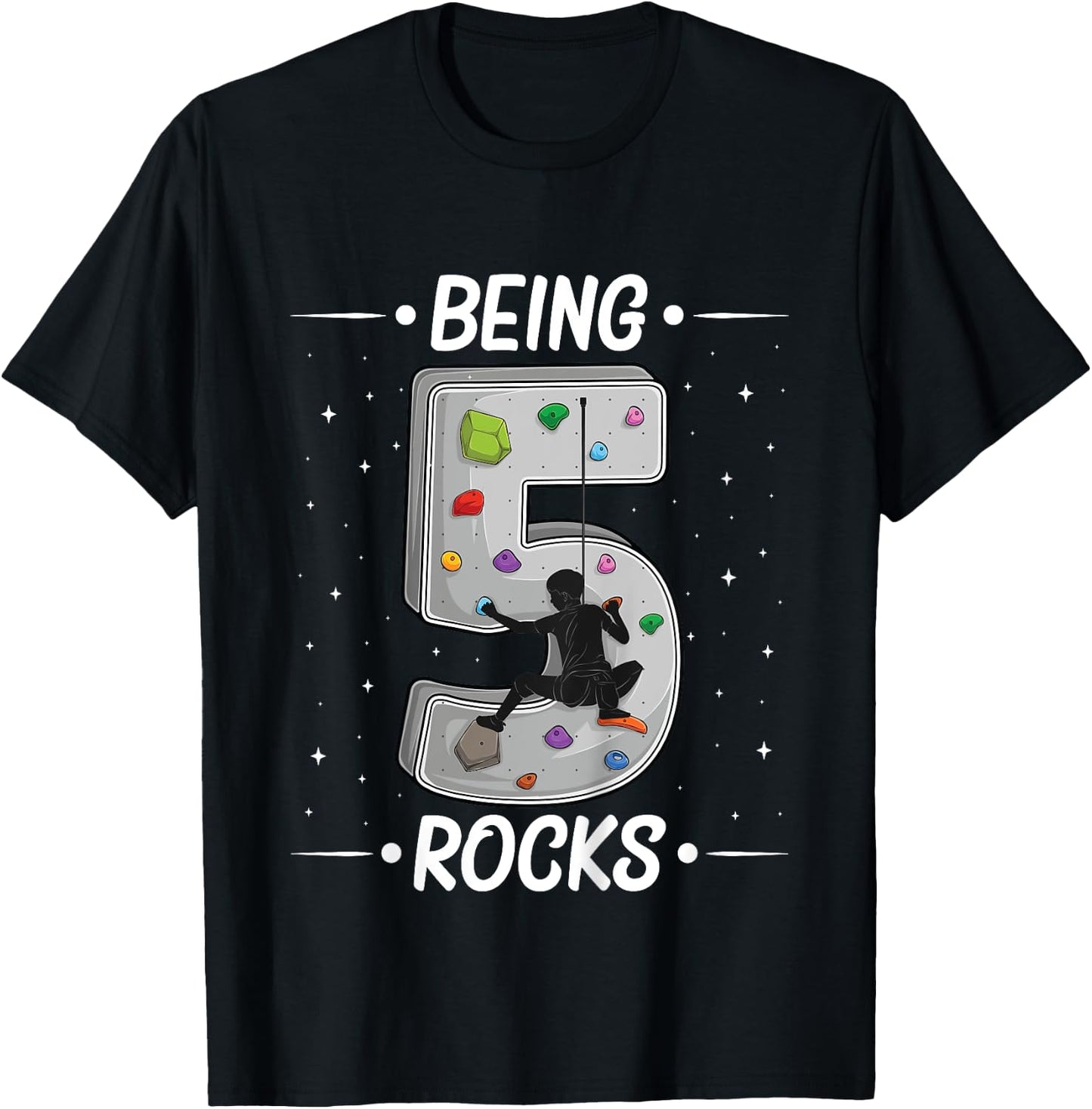 5 year old rock climbing 5th birthday Adventures Climber T-Shirt - T-Shirt | Black