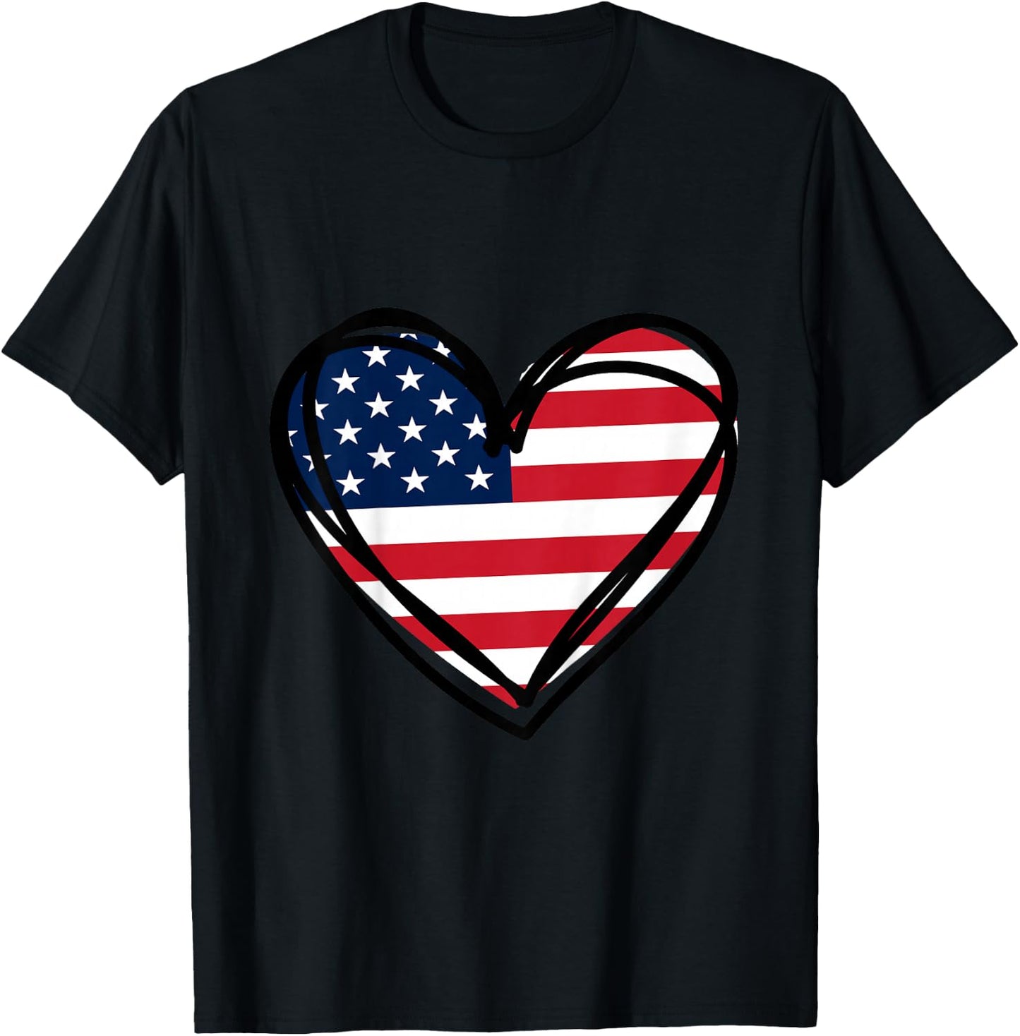Girls 4th of July 4 Heart Flag US Independence Day Toddler T-Shirt - T-Shirt | Black