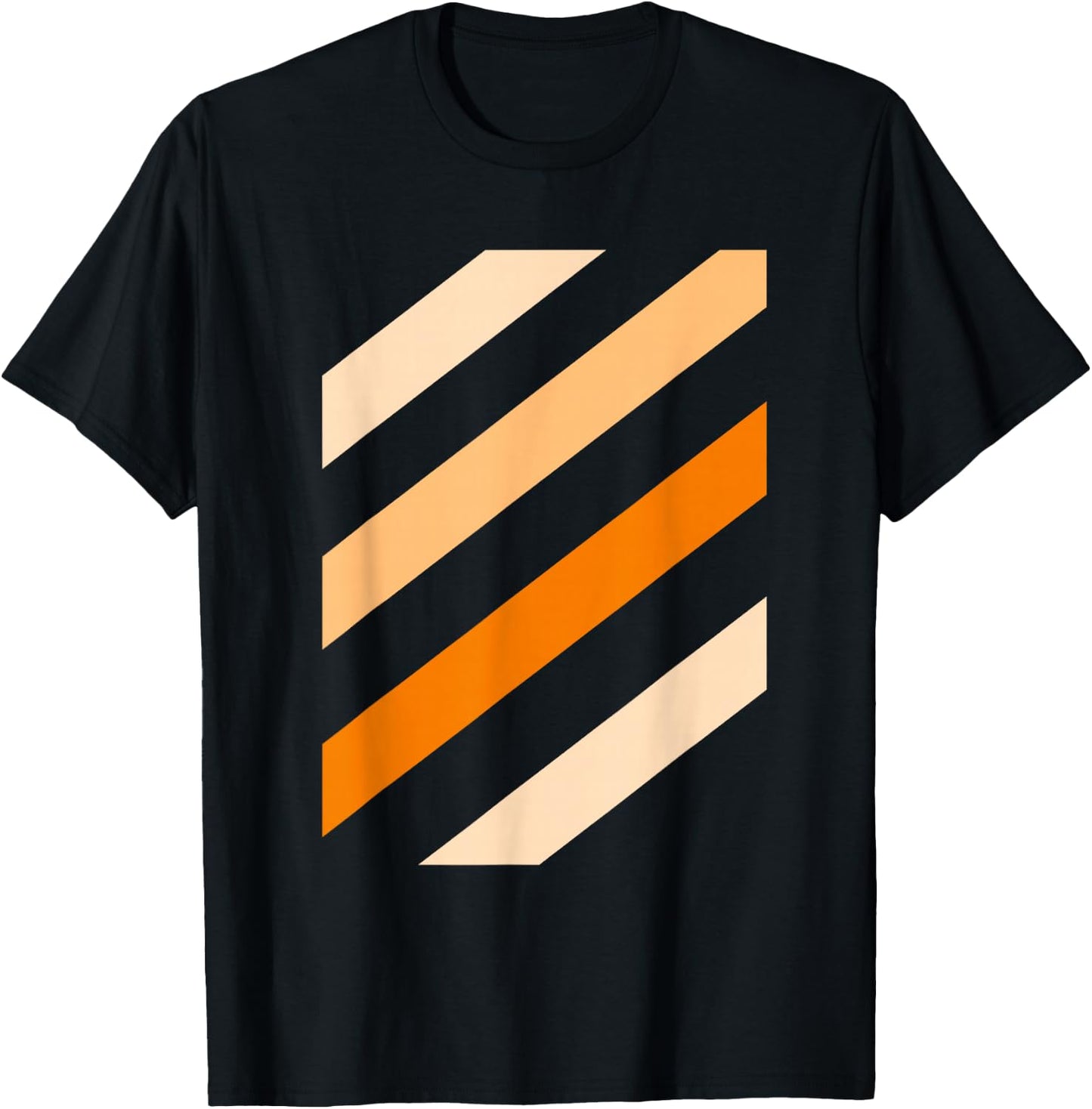 Orange Stripe Shades Orange Color Graphic T-Shirt - T-Shirt | Black