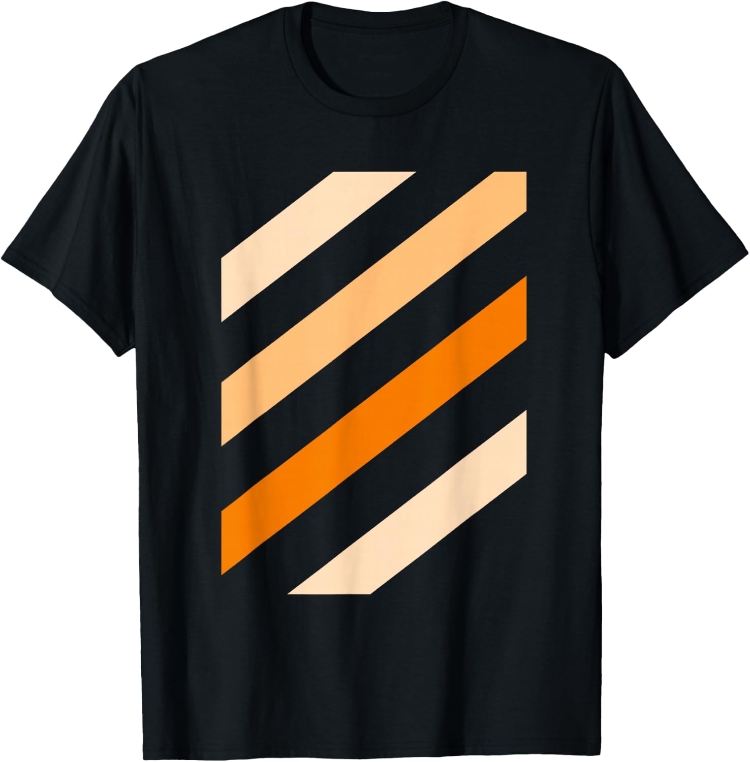 Orange Stripe Shades Orange Color Graphic T-Shirt - T-Shirt | Black