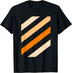 Orange Stripe Shades Orange Color Graphic T-Shirt - T-Shirt | Black