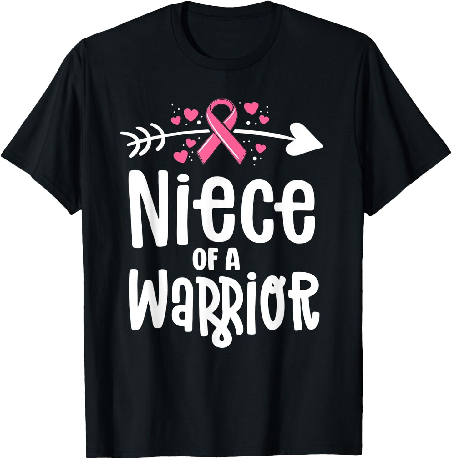 Niece Of A Warrior Family Breast Cancer Shirts Pink Ribbon T-Shirt - T-Shirt | Black
