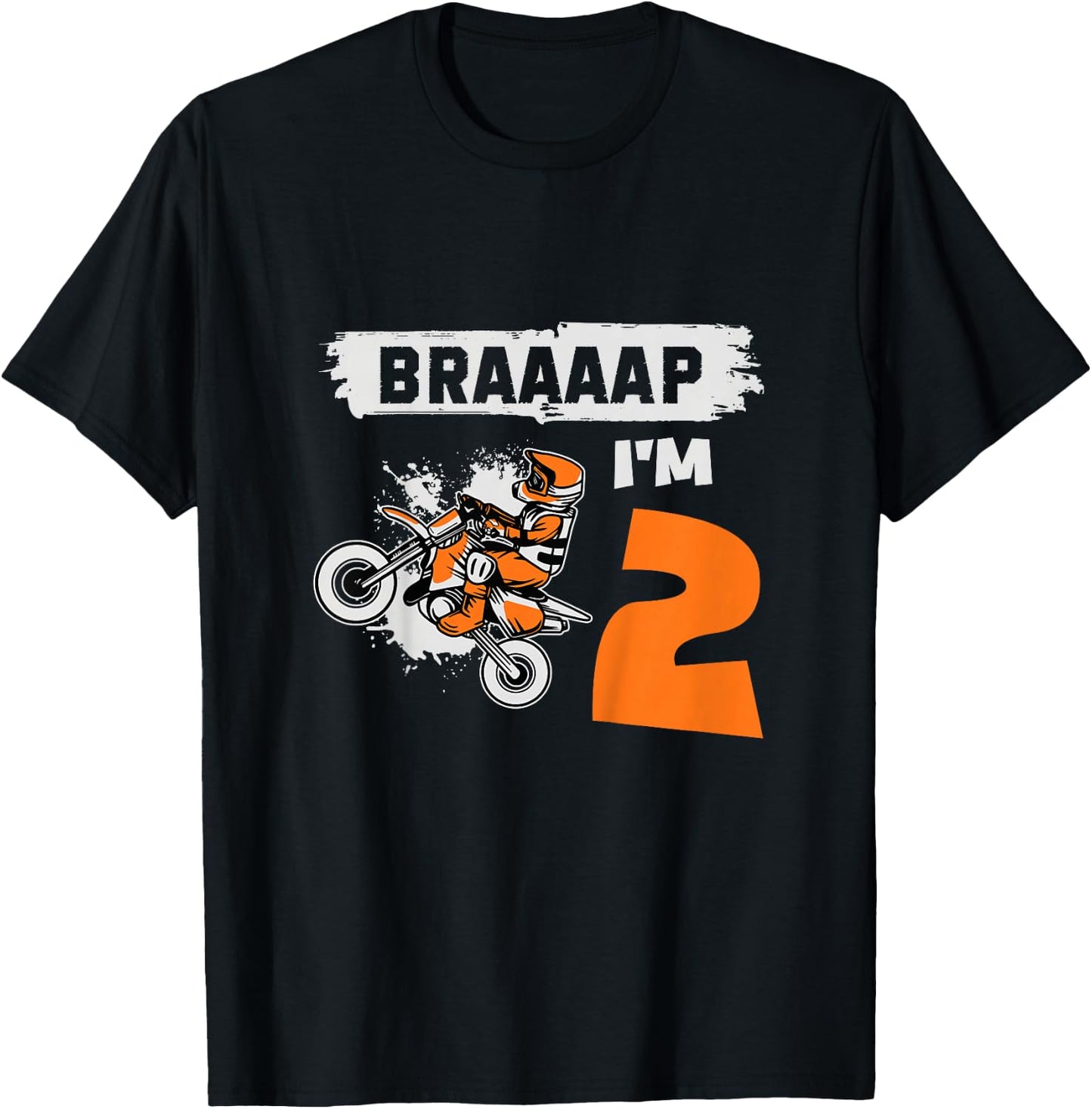 Braaaap I'm 2 Dirt Bike Motocross 2 Year Old 2nd Birthday T-Shirt - T-Shirt | Black