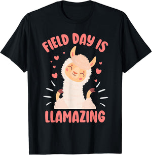 Llama Field Day Teacher Kids Alpaca T-Shirt - T-Shirt | Black