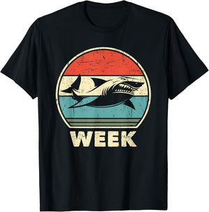 Funny Sharks Lover Week Retro Vintage Shark T-Shirt - T-Shirt | Black