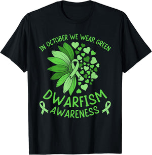 Dwarfism Awareness Ribbon Green Sunflower Support Squad T-Shirt - T-Shirt | Black