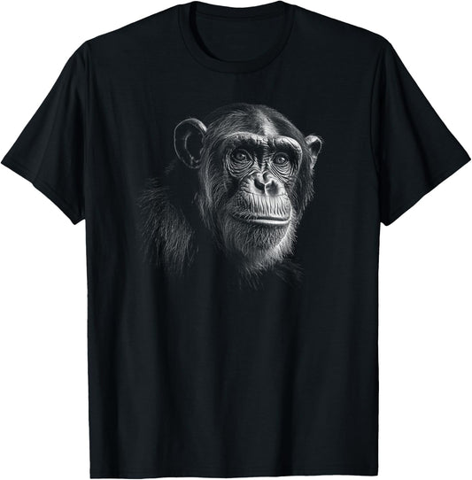 Cute Chimpanzee Monkey Primate Portrait Chimp T-Shirt - T-Shirt | Black