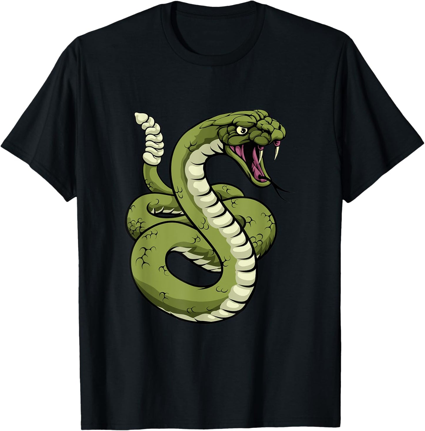 Rattlesnake Snake Animal Cartoon Design T-Shirt - T-Shirt | Black