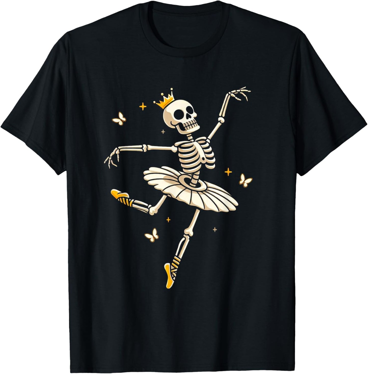 Skeleton Ballerina Ballet Dance Cute Halloween Costume Girl T-Shirt - T-Shirt | Black