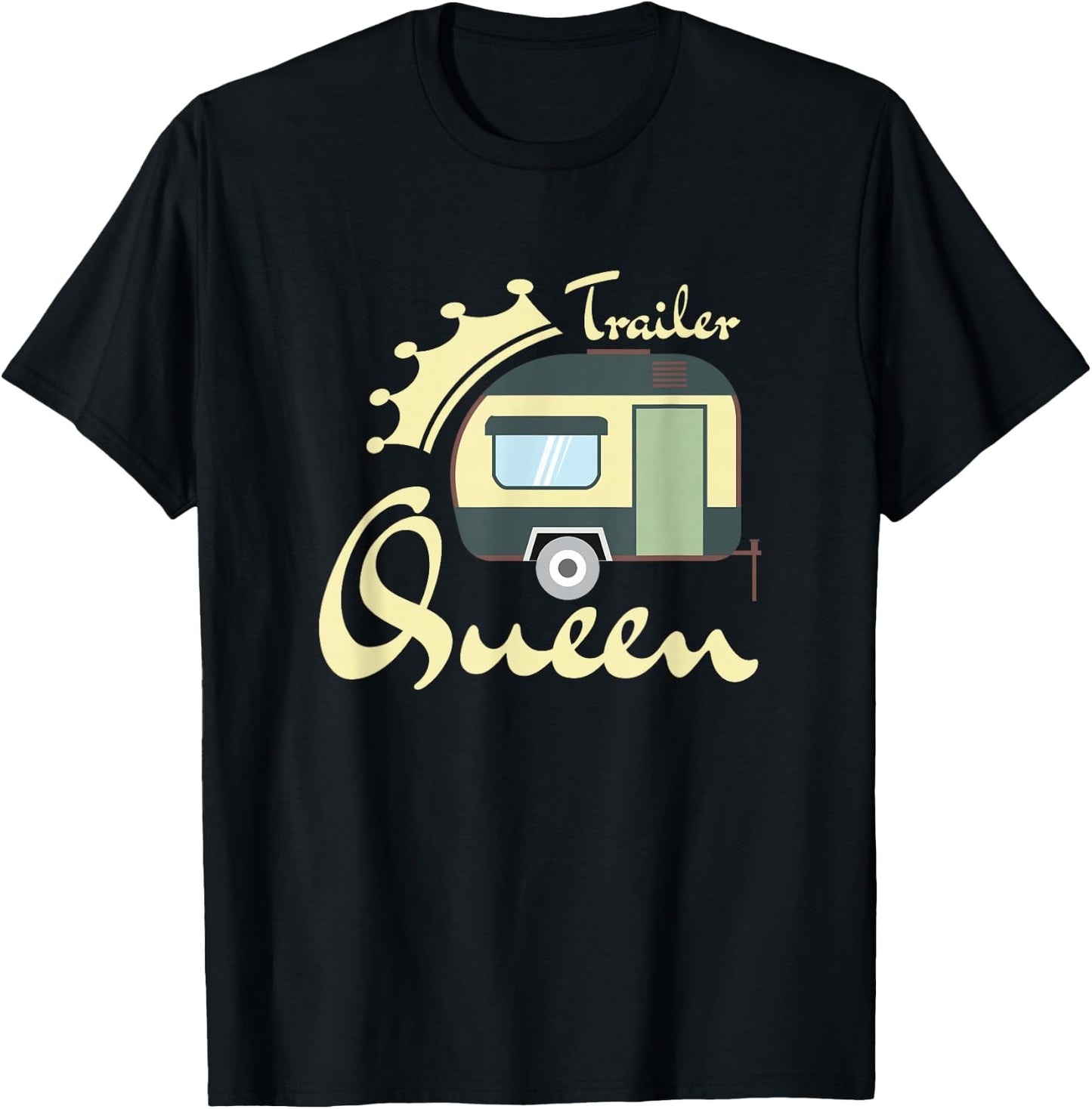 Trailer Queen Cute Vintage Retro Camper T-Shirt - T-Shirt | Black