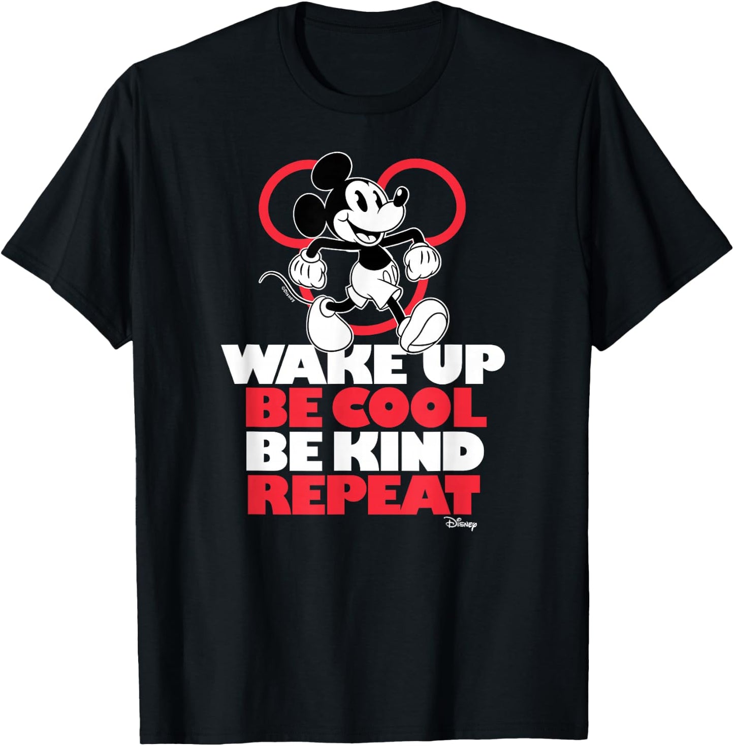 Mickey & Friends - Wake Up Be Cool Be Kind Repeat T-Shirt - T-Shirt | Black