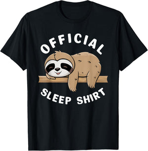 Official Sleep Shirt Sloth Pajamas Nightgown T-Shirt - T-Shirt | Black