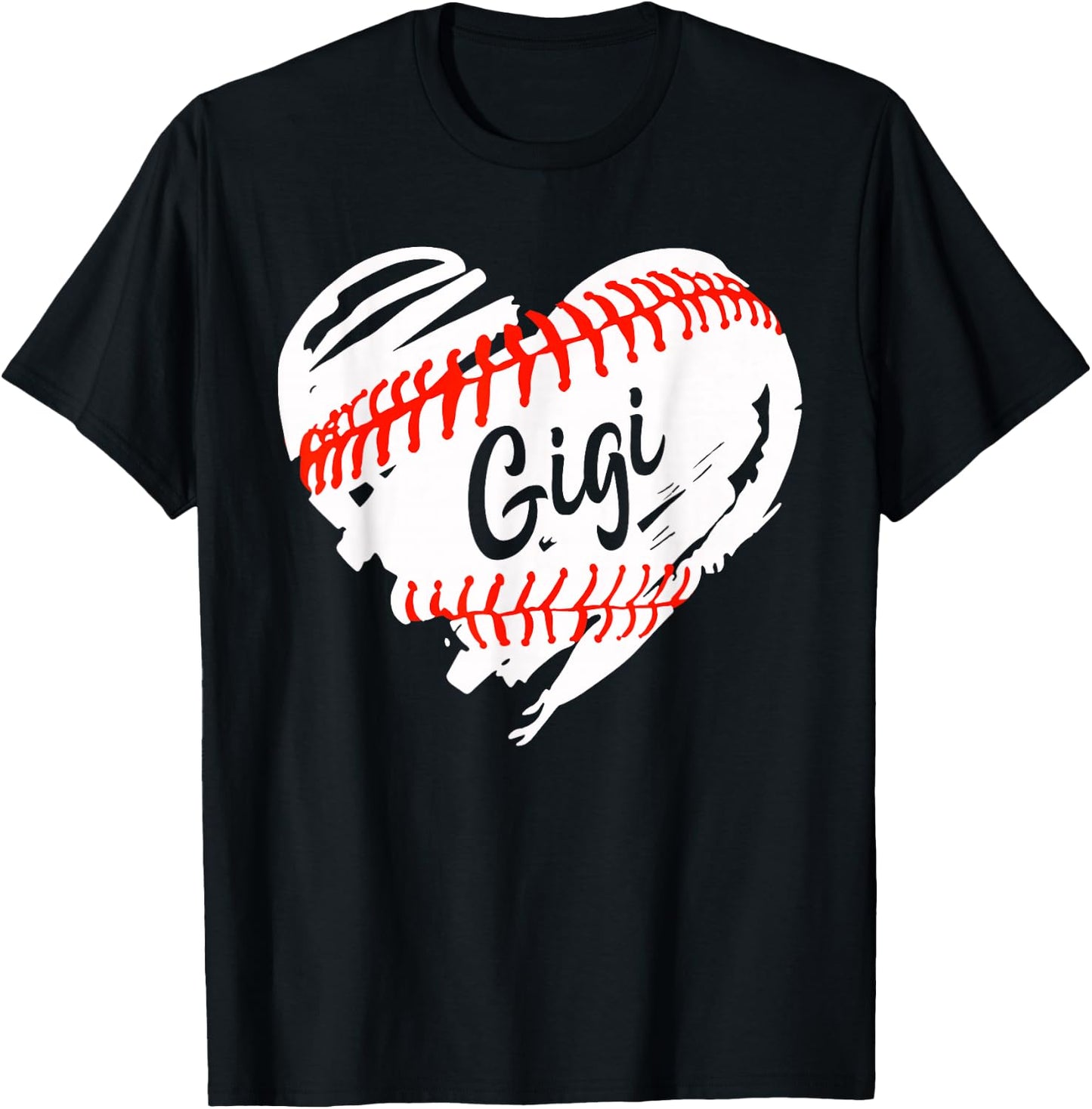 Baseball Heart Baseball Gigi Women Softball Mom Short T-Shirt - T-Shirt | Black