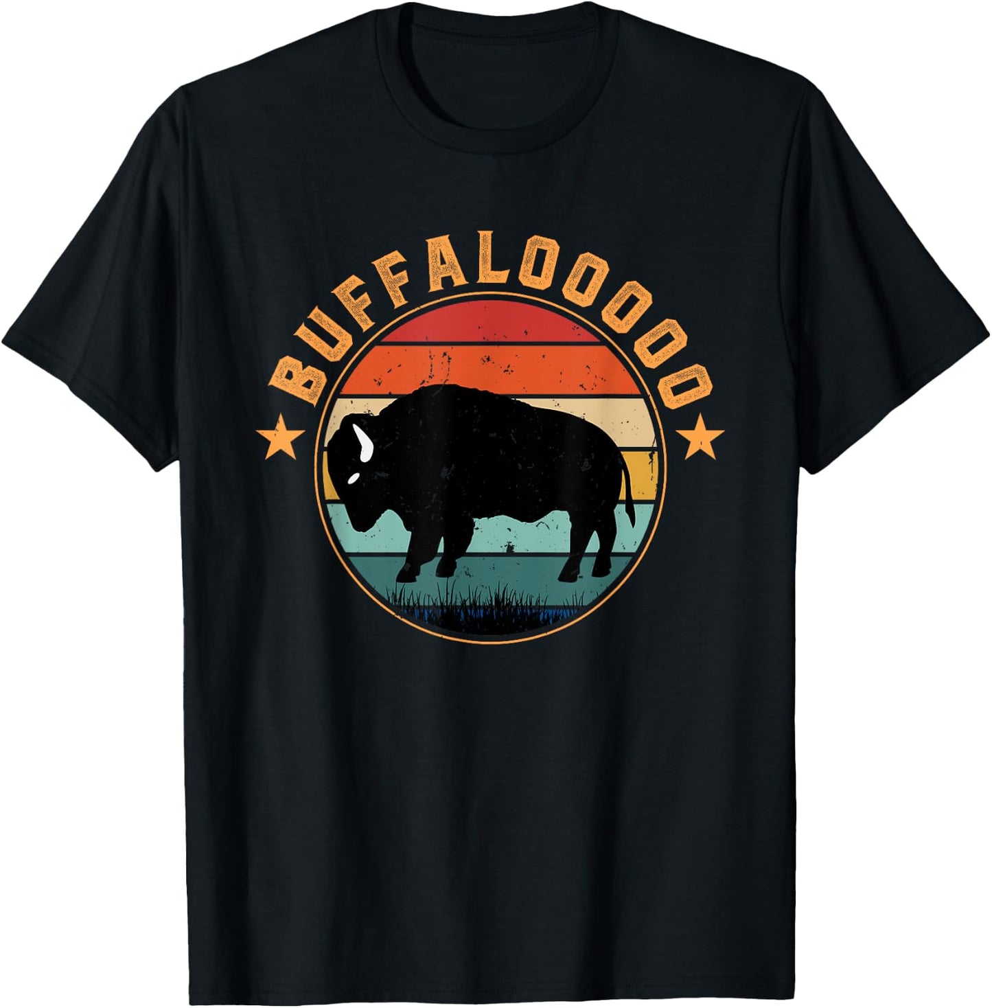 Lucky Buffalo Buffalooooo Retro Sunset Lucky Slot Machine T-Shirt - T-Shirt | Black