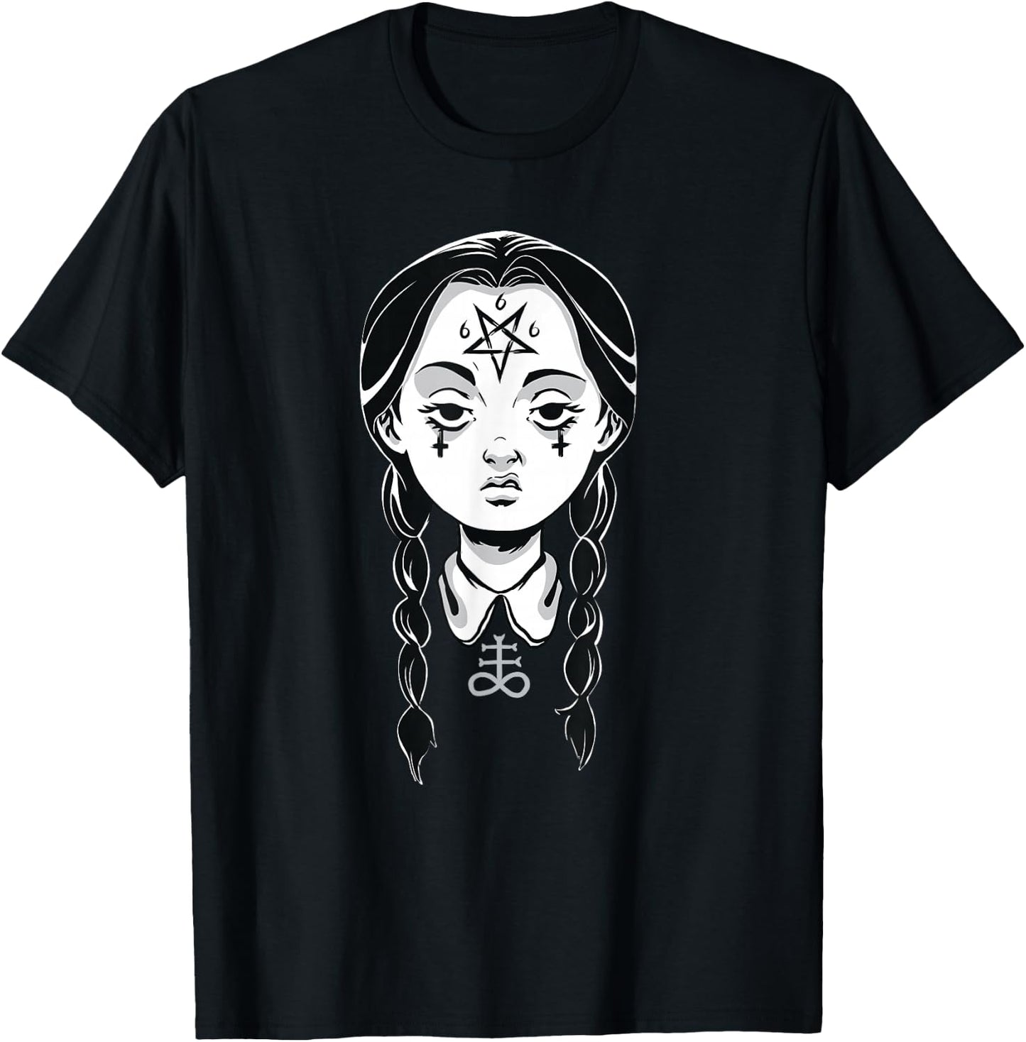 Satanic Shirt Punk Devil Goth Girl 666 Pentagram Leviathan T-Shirt - T-Shirt | Black