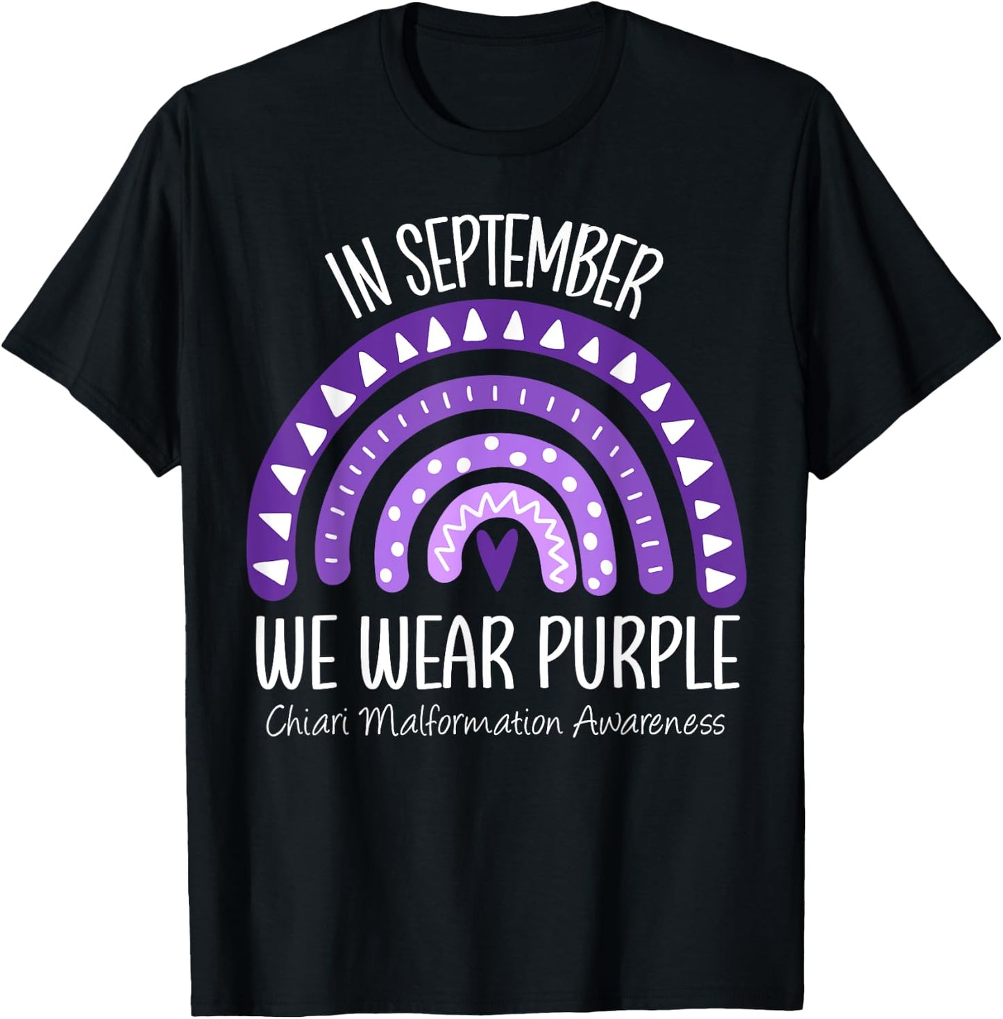 Rainbow September Wear Purple Chiari Malformation Awareness T-Shirt - T-Shirt | Black