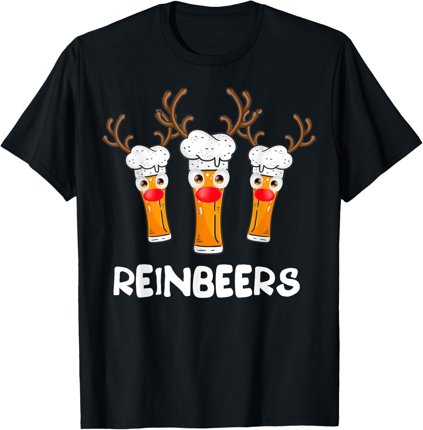 Reinbeers Funny Reindeer Beer Christmas Drinking Xmas Gift T-Shirt - T-Shirt | Black