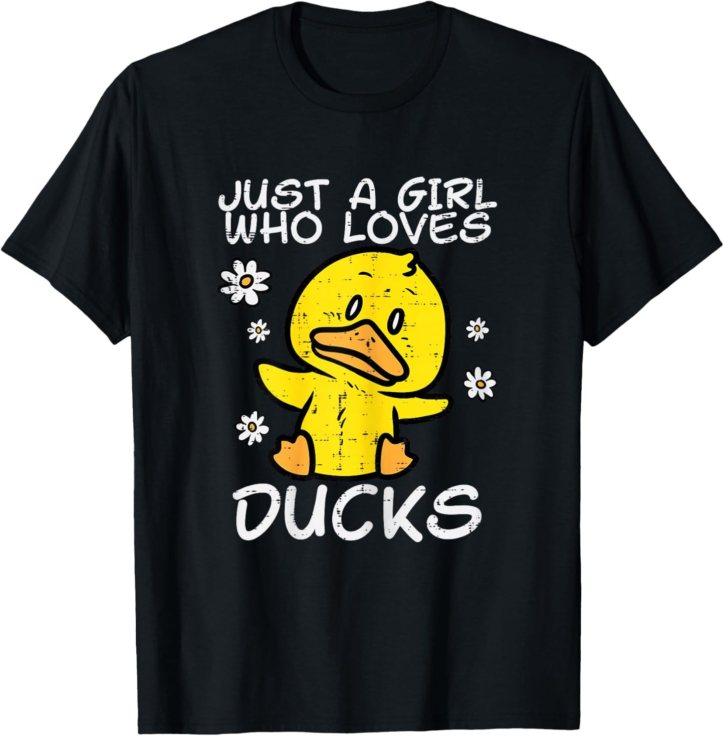 Just Girl Who Loves Ducks Cute Farm Animal Girls Kids Women T-Shirt - T-Shirt | Black
