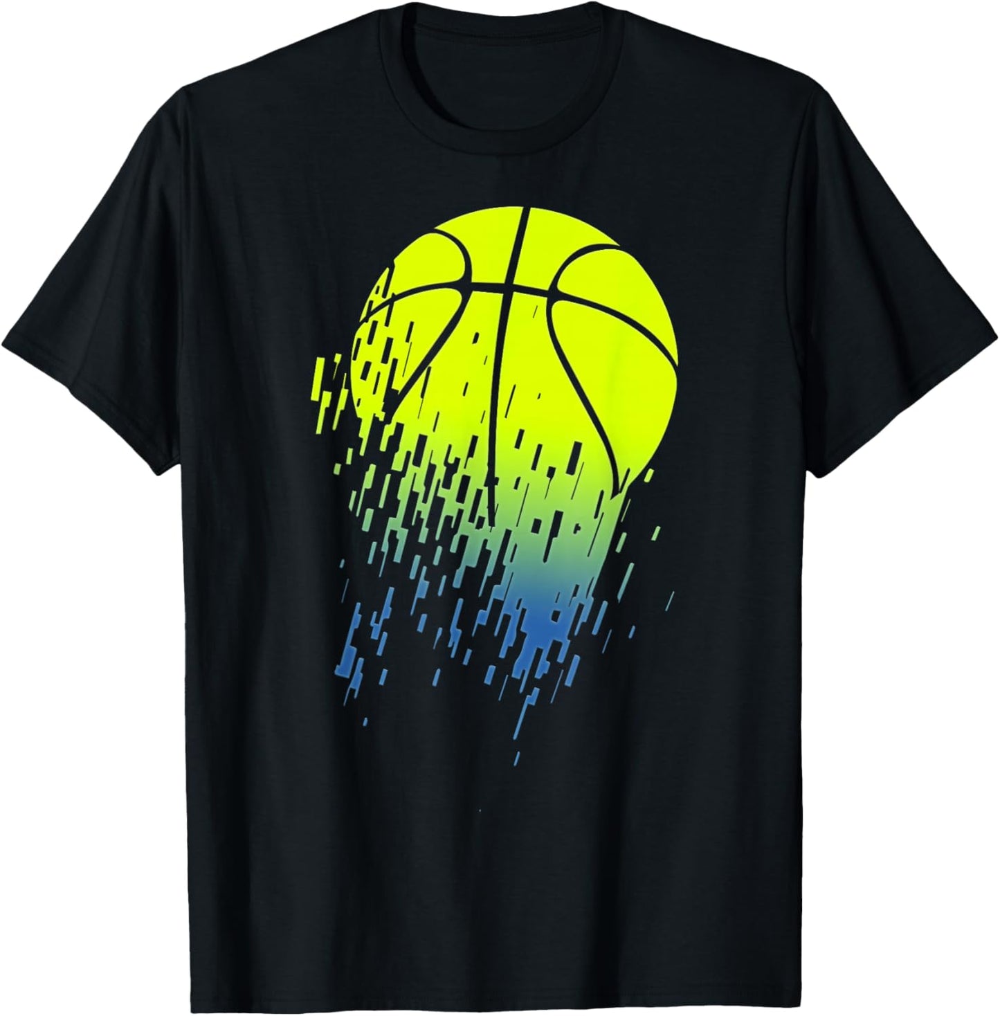 Disintegrating Neon Green Basketball Urban T-Shirt - T-Shirt | Black