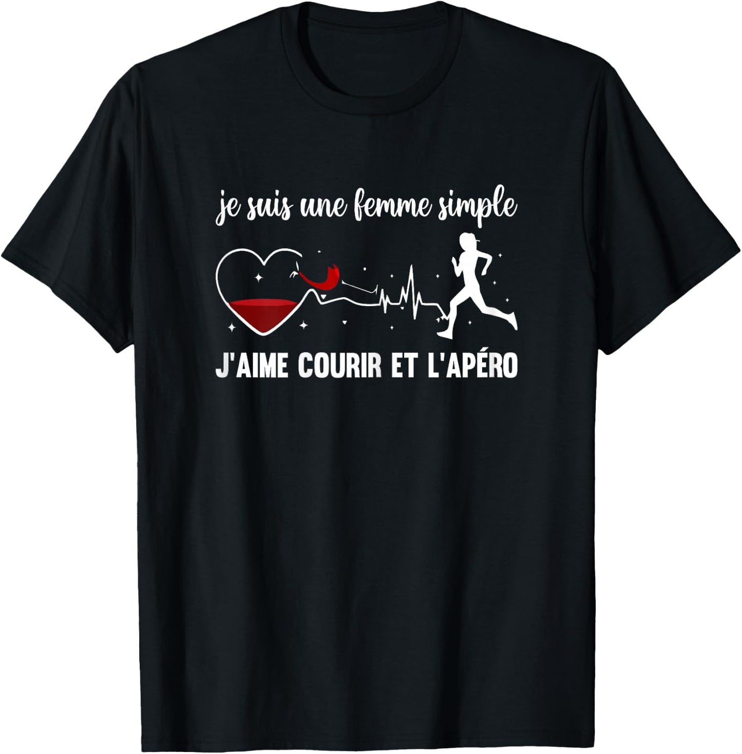 Women's Simple Gift Humor Running And Apero Sport Athletics , Black, Female X-Small T-Shirt - T-Shirt | Black