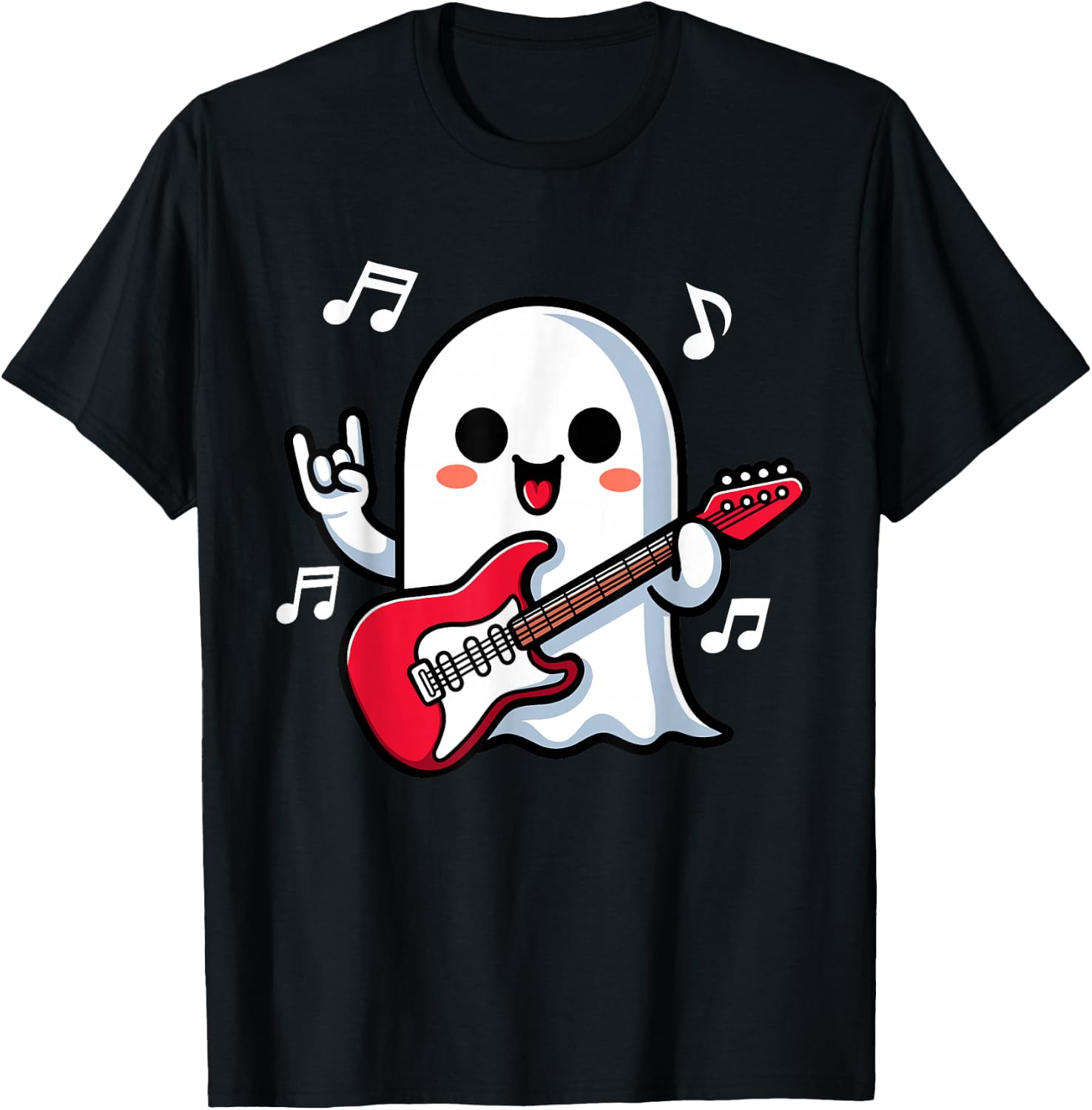 Spooky Ghost Electric Guitar Rock And Roll Boys T-Shirt - T-Shirt | Black